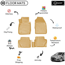 Custom Molded Rubber Floor Mat For Ford Fiesta 2009-2017 Beige Custom Molded Rubber Floor Mat For Ford Fiesta 2009-2017 Beige