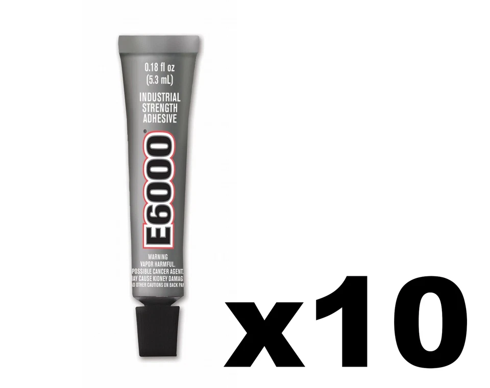 E6000 Multi Purpose Industrial Strength Adhesive Glue Clear Mini Tube 5.3ml 10pk