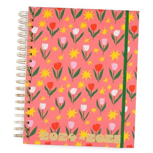 Ежедневник 2024-25, большой еженедельный планировщик датированный августом 2024 - тюльпаны розовый