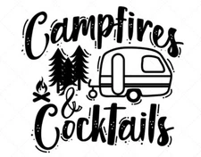 Vinyl Decal for Window- Campfires & Cocktails (May be Customized w/ Name)