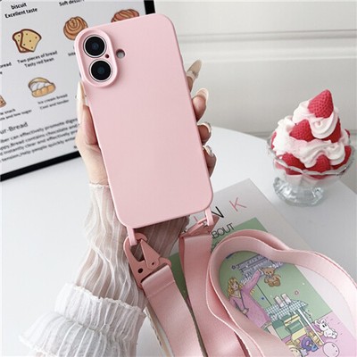 Hülle für iPhone 16 Pro Max 15 14 13 12 11 Stoßfest Flach Lanyard Soft Cover