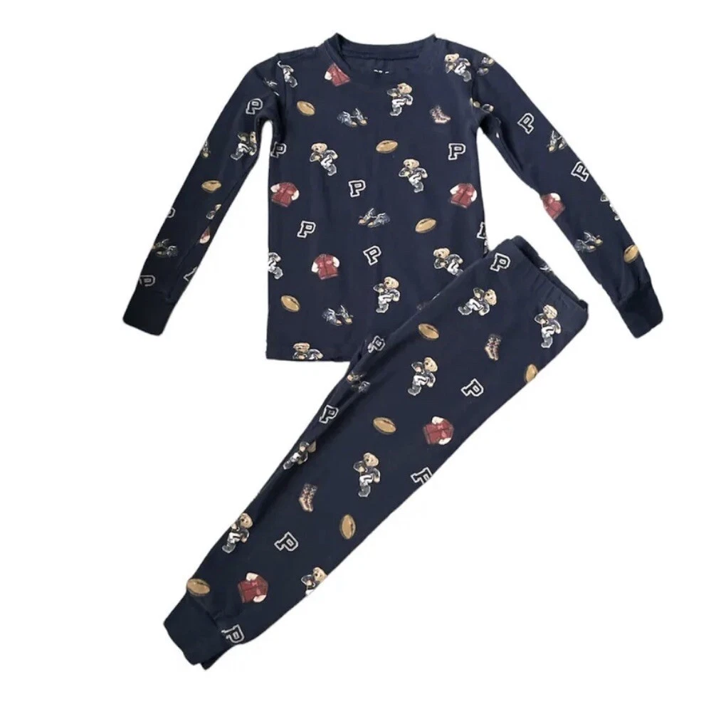 Polo Ralph Lauren Pajama Set Top Pants Boys Bear Football Sport