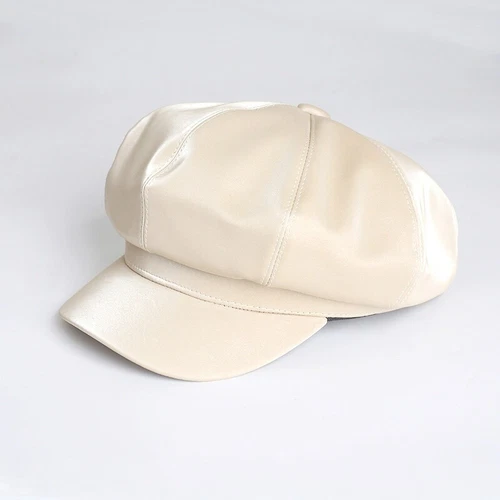 Cappello berretto donna uomo pelle PU newsboy panettiere ragazzo cabbie gatsby lucido moda - Foto 5 di 10