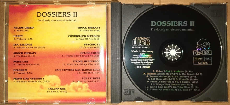 DOSSIERS II / V.A. CD / 1996 /PSYCHIC TV/CONTROLLED BLEEDING/FRONT LINE ASSEMBLY - Bild 3 von 3