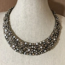  HEIDI DAUS 'FANTASY IN FLORALS' BIB NECKLACE/BROOCH/ENHANCER SET CHAMPAGNE