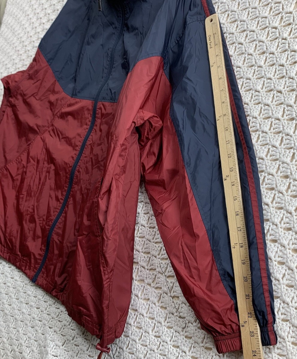 C & B Sport Men's Windbreaker Jackets Sz L Navy Burgundy Full Zip
