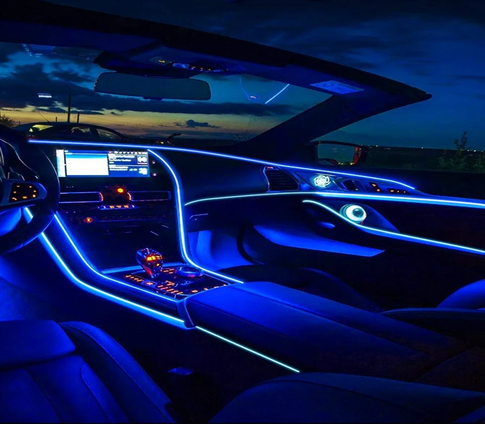 Striscia LED Interni Auto 5M Luce Decorativa Atmosfera Tagliabile Blu 03038 - Immagine 3 di 4