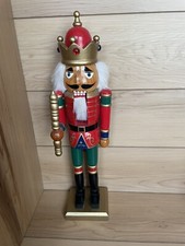 Holiday Time 15" Tall Wooden Nutcracker King Red  Green B-e15