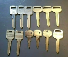 Lot of 12 Vtg Auto Car Key Blanks Curtis Ilco Cole Toyota Fiat Ford and Other
