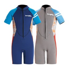 Kids Boys Shorty Wetsuit 2.5mm Neoprene Thermal Swimsuit Wet Suit Front Zipper