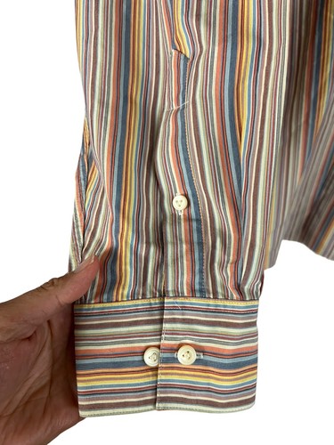 BCBG Attitude Men's XL Long Sleeve Button Up Multicolor Stripe Dress Shirt (EUC) - Picture 4 of 6