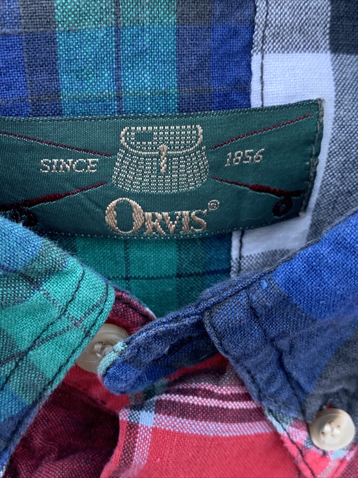 ORVIS Patchwork Quilt Vintage Button Down Collar … - image 7