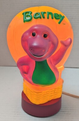 Vintage 1992 Barney Purple Dinosaur Air Balloon Bedside Lamp Kids