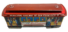 Vintage 4 inch San Francisco Tin Lithograph Friction Streetcar by KCI-Japan