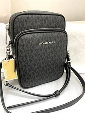 Michael Kors Travel Medium Flight Bag Crossbody Signature MK Bag Black New