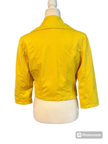 NWT Selé Fashions Women’s Yellow Cropped Motto Jacket Size Medium - Picture 7 of 16