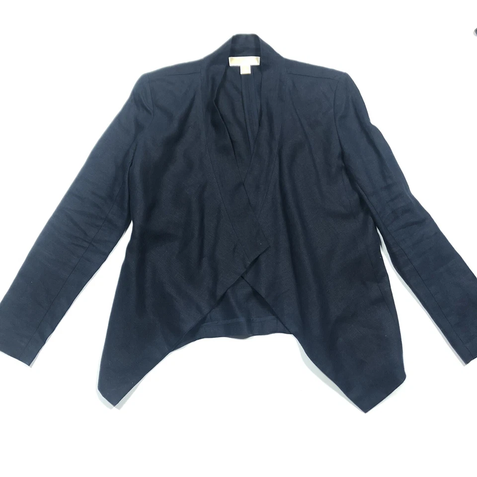 Michael Kors 100% Linen Open front Blazer Size 4 Navy Long Sleeve Professional - Image 3 of 4