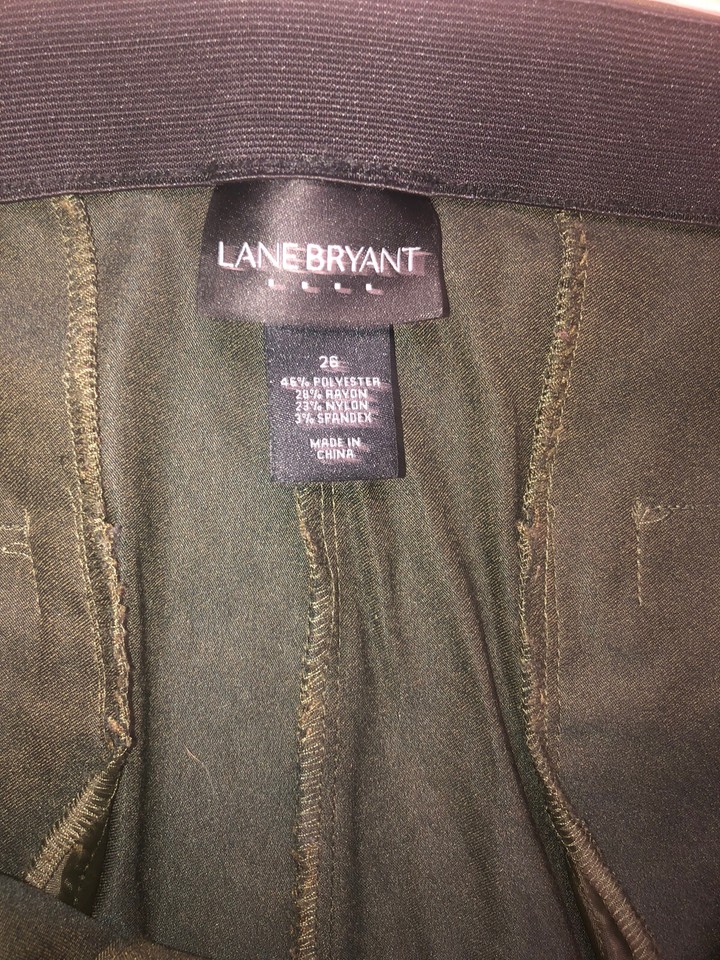 Lane Bryant Women's Dress Career Pants Tapered Stretch Khaki Green 26 W