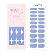  Semi Cured Gel Nail Strips (Pearly Blue)- Works with Nail lamp, Salon 