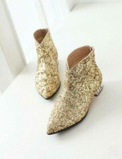 Fashion Womens Glitter Sequins Bling Back Zip Ankle Boots Evening Party Shoes SZ