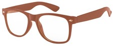 BROWN PLASTIC GLASSES CLASSIC 80s 90s VINTAGE RETRO CLEAR LENS SUNGLASSES SHADES