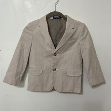 Nautica Boys Tan White Seersucker Stripe Blazer Jacket Wedding Suit Coat 6 READ