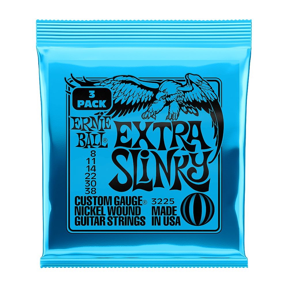 Ernie Ball Slinky Electric Guitar Strings 3 Pack (.008 - .038 Extra Slinky)