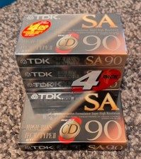 TDK SA90 High Bias Type II 90 Min. Cassette Tapes 4 Pack 1 New / Free Ship