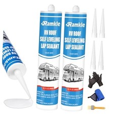 RV Roof Sealant, Self-Leveling Lap Sealant White, RV Caulking for Roofing, 2