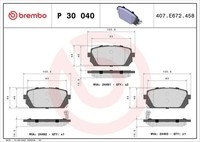 Brembo P 30 040 Bremsbelagsatz, Scheibenbremse FüR KIA
