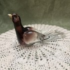 Murano Style Handblown Glass Pigeon Dove Bird Figurine Purple Clear Paperweight — photo 1