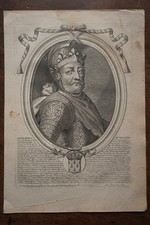 PHILIPPE II AUGUSTE (1165-1223).GRAVURE   1714 ROI DE FRANCE. LARMESSIN