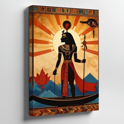 Wall Art Canvas a Stylized Flat Illustration of Ra the Egyptian Sun God