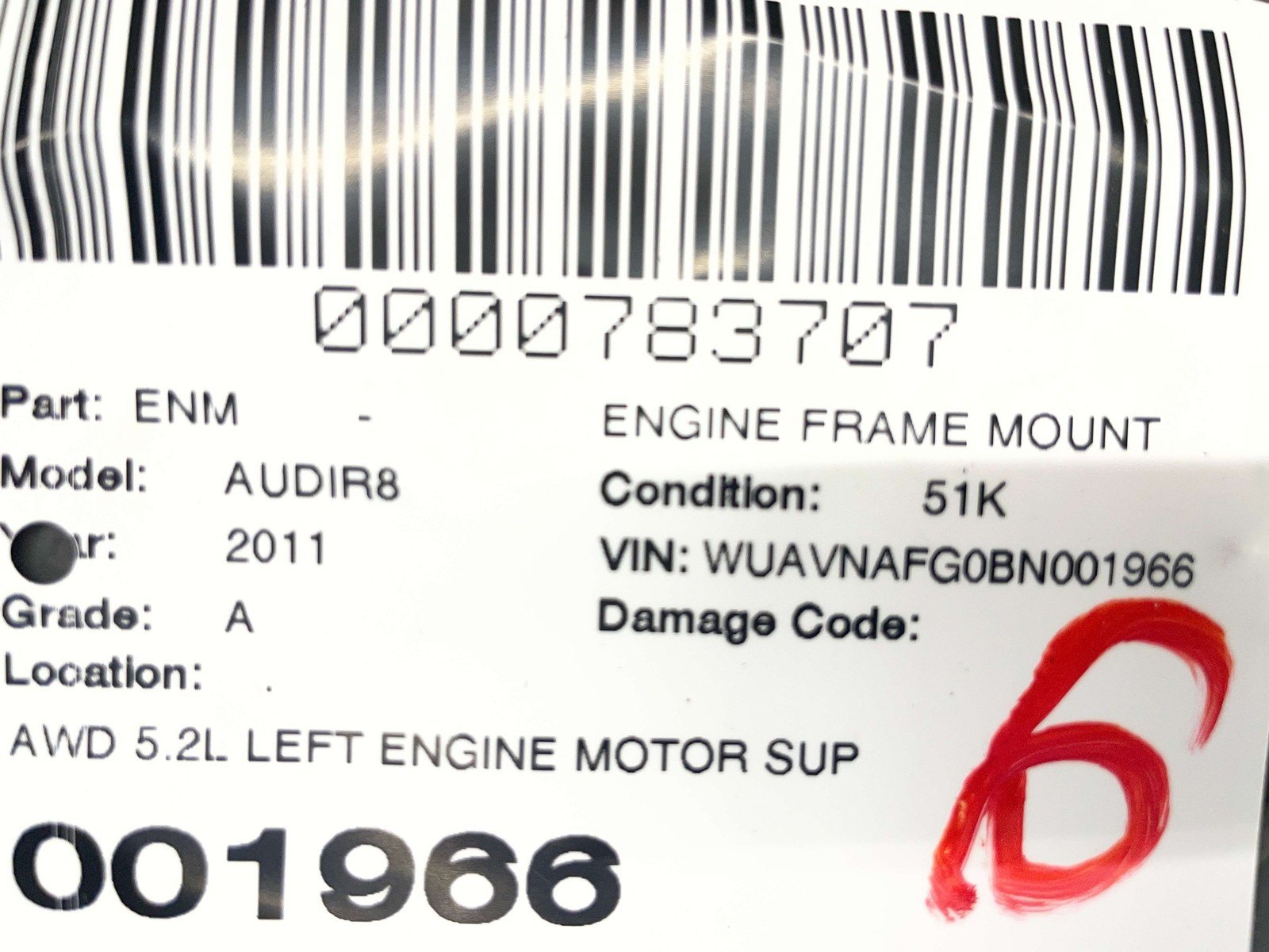 Audi R8 2011-2015 Left Engine mount