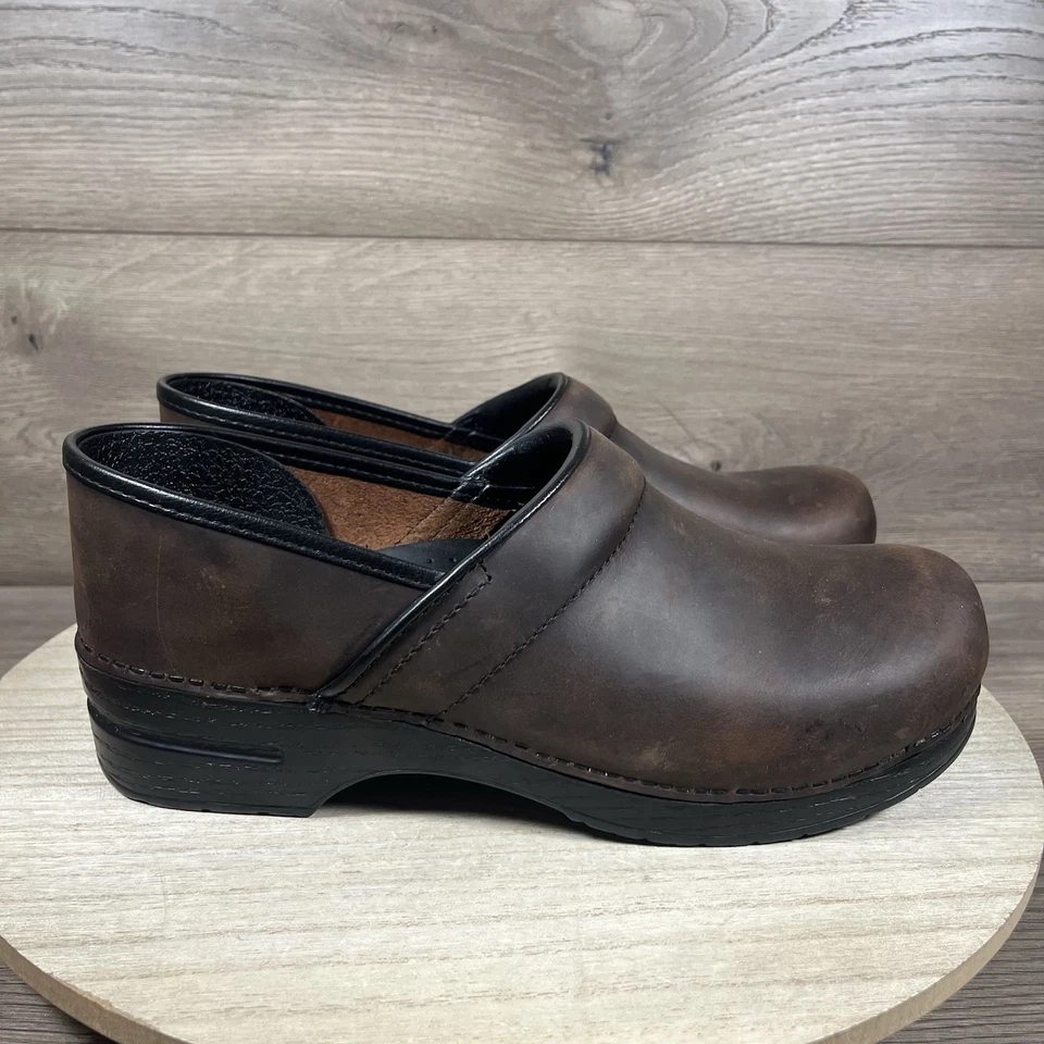 DANSKO Profesional Para Hombres Antiguo Marrón Cuero Engrasado Zuecos Zapatos Para Hombres Talla 45 Foto 4 de 4