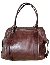 Hobo International Leather Purse Shoulder Hand Bag Brown Y2K Vtg *read