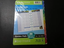 DayTimer Garden Path Monthly Tabbed Calendar Jan-Dec 2024 5-1/2" x 8-1/2", 13486