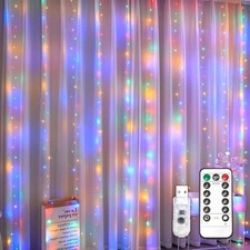 RGB LED Curtain Lights 300LED 3Mx3M USB Powered Remote for Bedroom Party