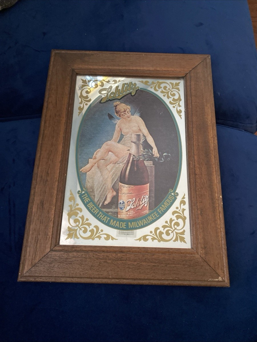 アンティークパブミラー　壁掛け　SCHLITZ BEER ヴィンテージ 大きめ鏡 Schlitz Beer 1978 Wooden Framed Bar Mirror ￼12in X 16in | eBay