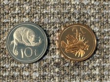 Papua New Guinea PROOF Paradise Bird 2 toeaScorpion Fish& 10toea Spotted Cuscus