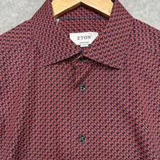 Eton Contemporary Mens Dress Shirt Geometric Print Button Down 16.5 42 Large