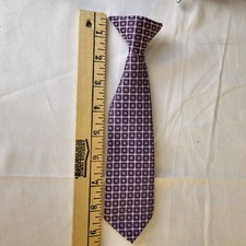 Boys 9" CLIP-ON Neck Tie Lavender Black Plaid Necktie