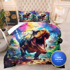 VTKON Kids Dinosaur Comforter Set Full Size Boys Tie Dye Dino Quilt Set Soft