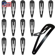 30 Pcs Snap Hair Clips, 3.1 Inch Big Size Barrettes Black 