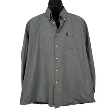 Barbour Tailored Fit Gingham Button Down Shirt Men's XL Black White Long Sleeve