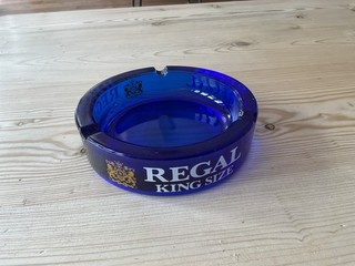 Embassy Regal Vintage Heavy Blue Glass Ashtray 15 cm
