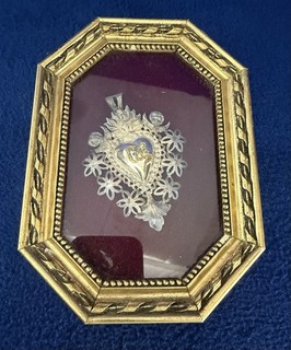 Solid Silver Votive Heart w Flame | Italian Ex voto | 1800s Grace Received 5.7"