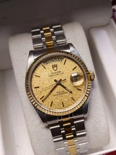 Tudor Prince Date Day Champagne Linen Dial 76213 Men's Watch Automatic 36mm