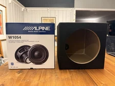 Alpine W10S4 10" Car Audio Subwoofer & Single Sub Sealed Box 5/8" MDF 250W RMS