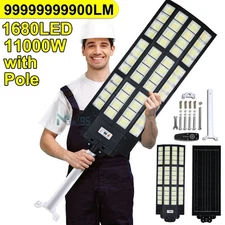 11000W Super Bright Commercial Solar Street Light Outdoor Road Dusk to Dawn Lamp